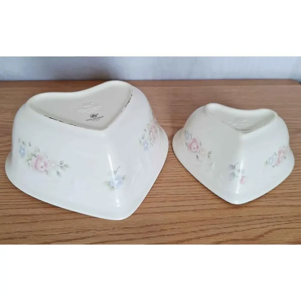 Vintage Pfaltzgraff Tea Rose Heart Shaped Nesting Bowls (Set of 2) - Made in USA